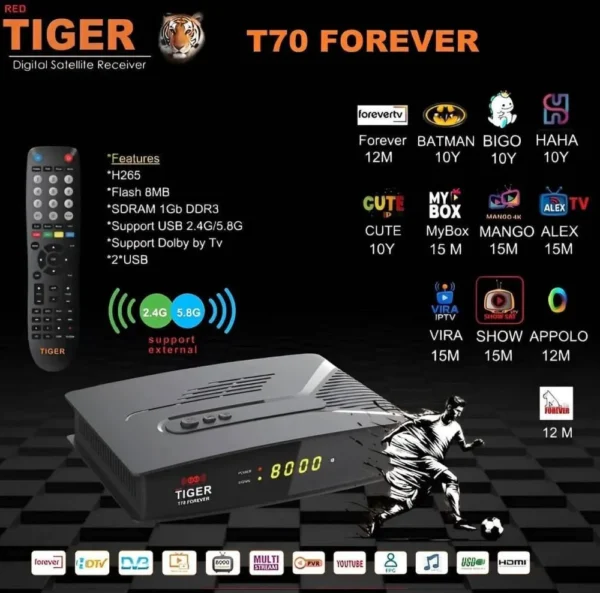 47.webp رسيفر تايجر تي 70 فوريفر فل اتش دي فايف جي Tiger T70 Forever Full HD 5G Receiver