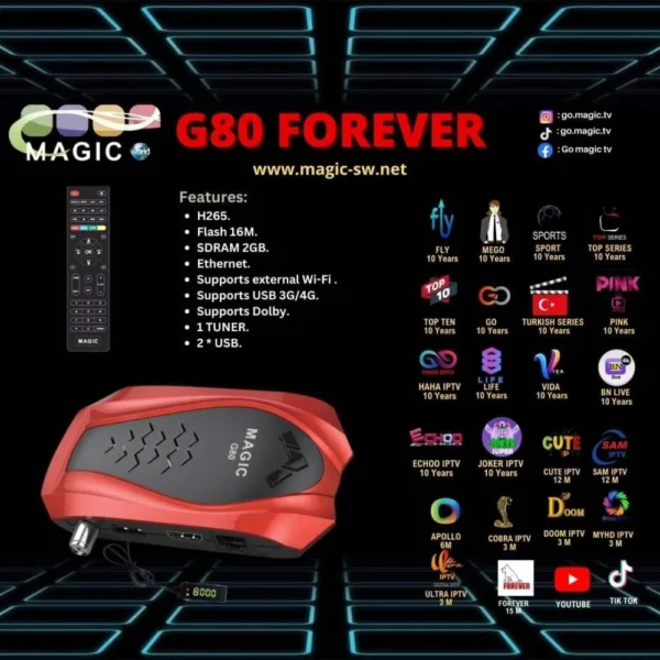 68.webp رسيفر ماجيك جي 80 فوريفر فل اتش دي فايف جي Magic G80 Forever Full HD 5G Receiver
